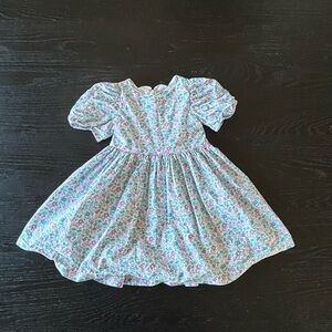 Jacadi Pink, Lavender and Green Floral Puff-Sleeve Dress